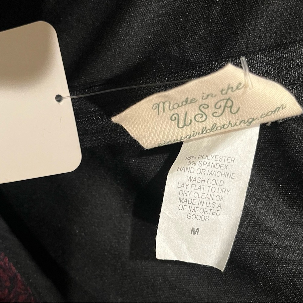 Pinup Girl Laura Byrnes Floral Black/Maroon Dress Rockerbilly & Swing M NWT - Picture 5 of 9